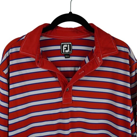 FootJoy FJ‎ Red Striped Golf Polo Shirt Athletic Fit Short Sleeve Sz M - Picture 3 of 11